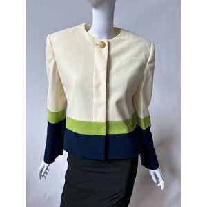Evan Picone Womens Suit Jacket Blazer Multicolor Colorblock Union Made Vintage 6